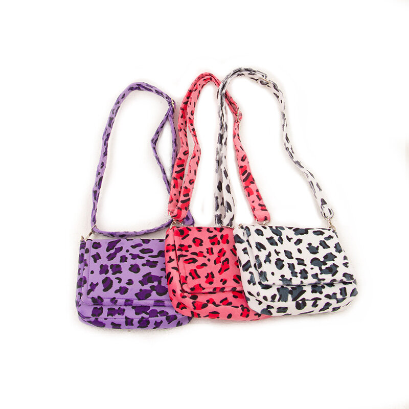 Petit sac carré rétro à une épaule imprimé léopard, couleur rose, à la mode et mignon en peluche, automne et hiver