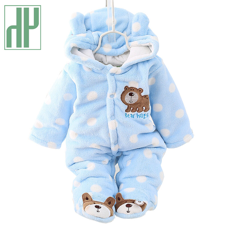HH Baby Winter pagliaccetto Warm Hlannel tuta in peluche neonata ragazzi orso Costume animale con cappuccio neonato orso pigiama tuta