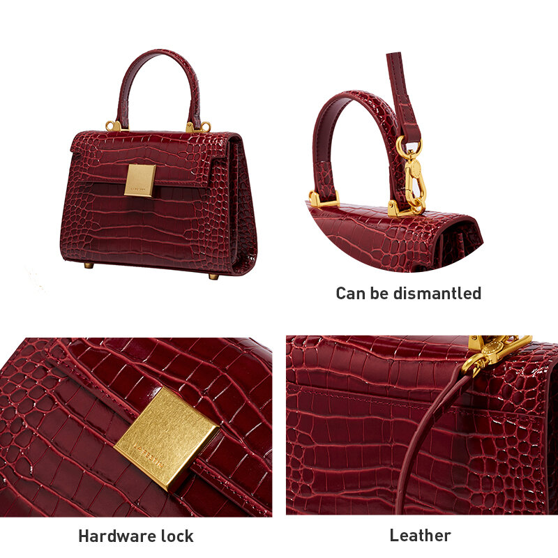 LA FESTIN  Luxury Women Bag 2021 New Shoulder Messenger Bags Fashion Designer Handbags Retro Crocodile Pattern Kelly Bag Leather