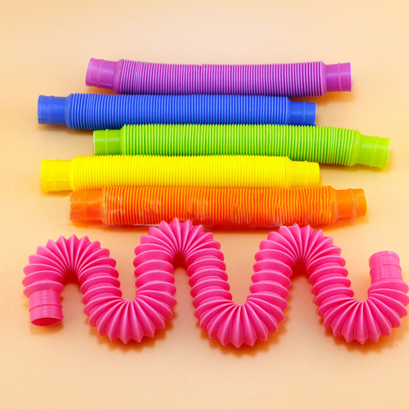 8個カラフルなプラスチックポップチューブコイル子供クリエイティブ魔法toyscircleおかしいおもちゃ早期開発教育折りたたみおもちゃ