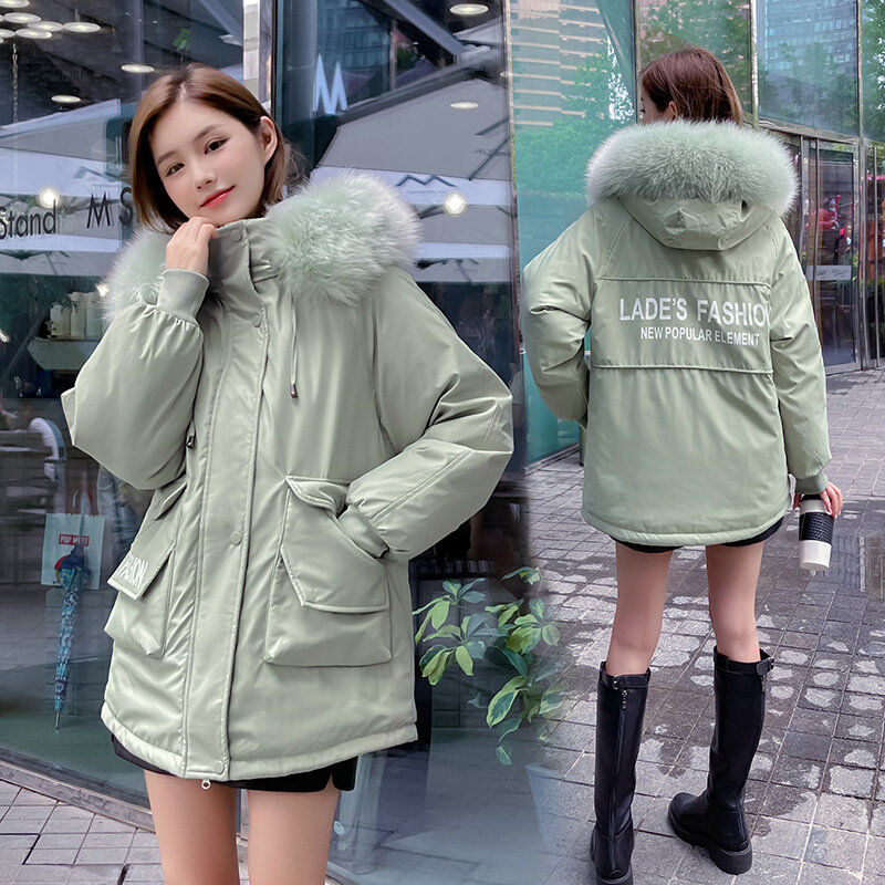 New Down Cotton Jacket Thickened Fleece Cotton -padded Jacket Loose Cotton -padded Clothes Coat Ins Korean Style for Women