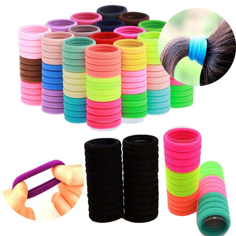 10Pcs Women Girls 4CM Colorful Nylon Elastic Hair Bands Ponytail Holder Rubber Bands Scrunchie Headband Hair Accessories