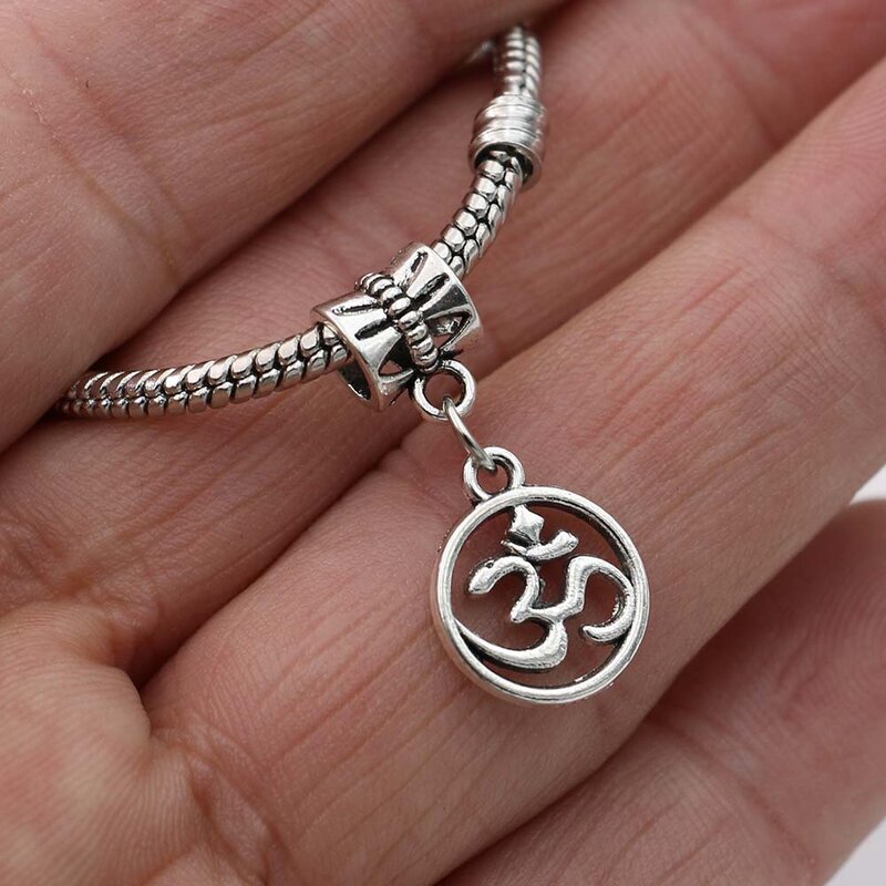 Breloques en forme de symbole de Yoga plaqué argent, perles adaptées aux Bracelets européens Pandora, accessoires pour la fabrication de bijoux, bricolage, 5 pièces