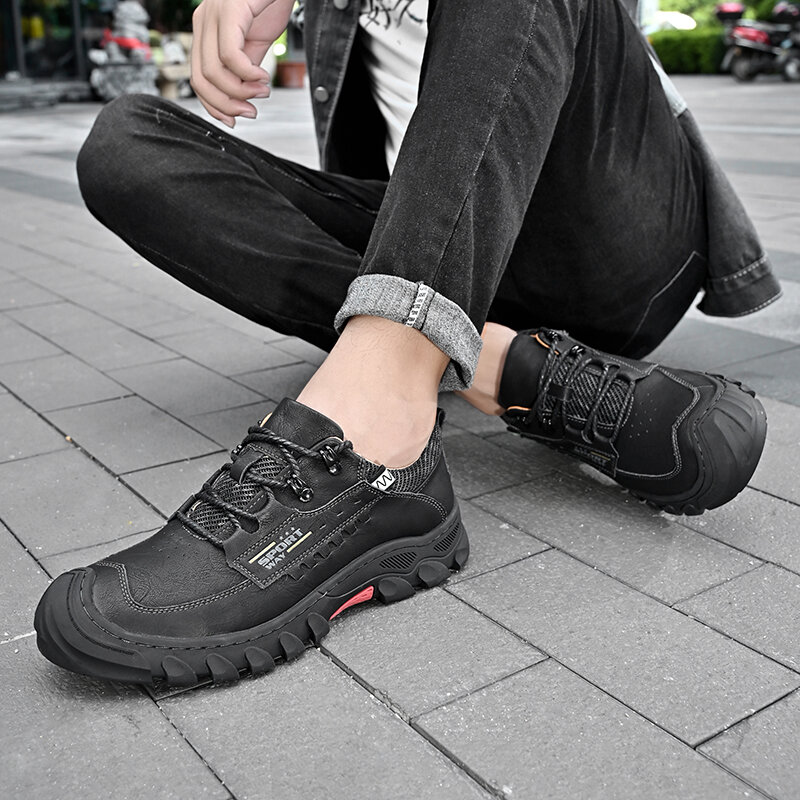 New Men Shoes Genuine hiking shoes Thick sole Loafers High Quality  Outdoor Shoes Men Sneakers Male Casual Shoes Plus Size 46