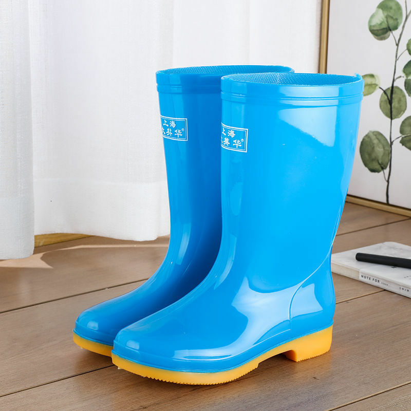 Women Mid-Calf Rain Boot Ladies Waterproof Rubber Knee High Boots Outdoor Shoes Female Winter Fur Warm High Quality Rain Boots