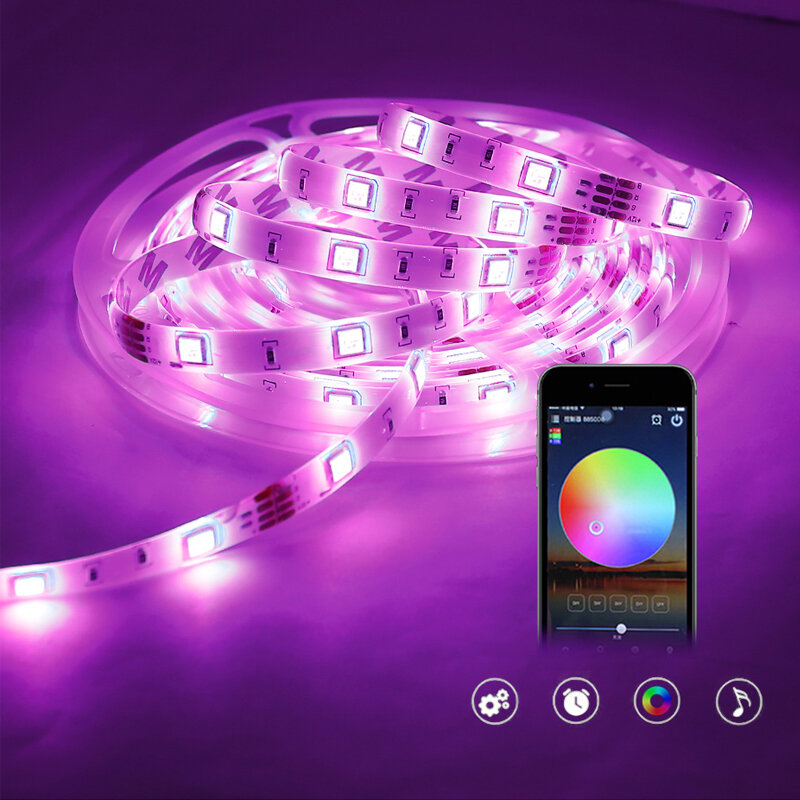 Bande lumineuse LED RGB 5050 2835 avec télécommande IR/Bluetooth, ruban d'éclairage Flexible, rétro-éclairage TV, lampe de décoration intérieure pour chambre à coucher