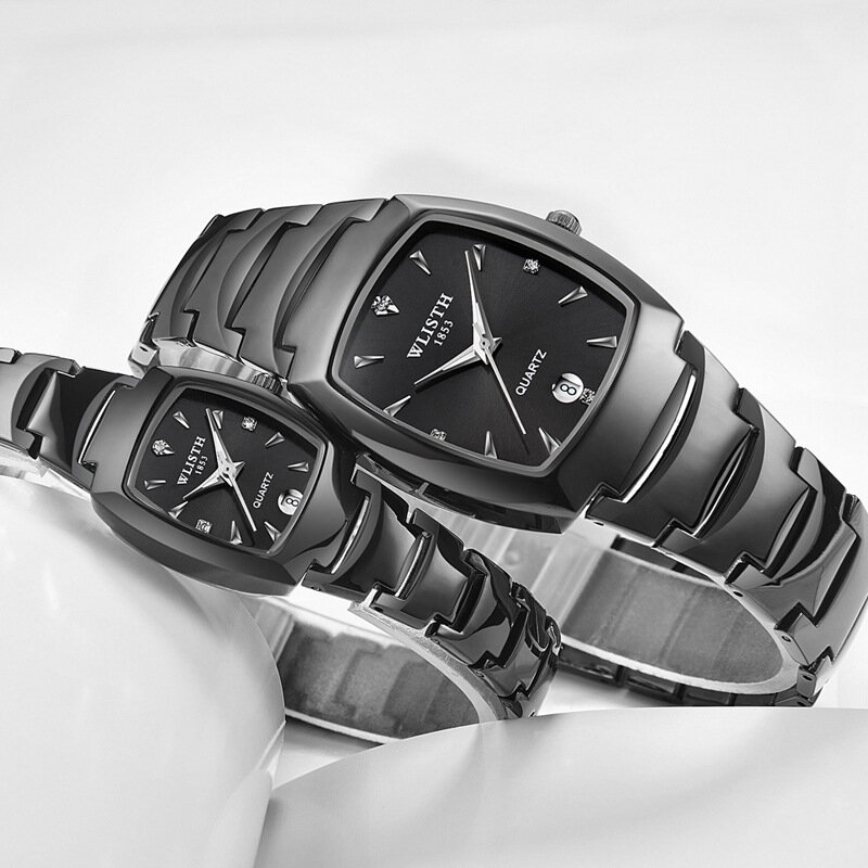 WLISTH-montre de Couple pour hommes | Montre-bracelet en acier inoxydable, montre à Quartz lumineuse, amoureux de la main