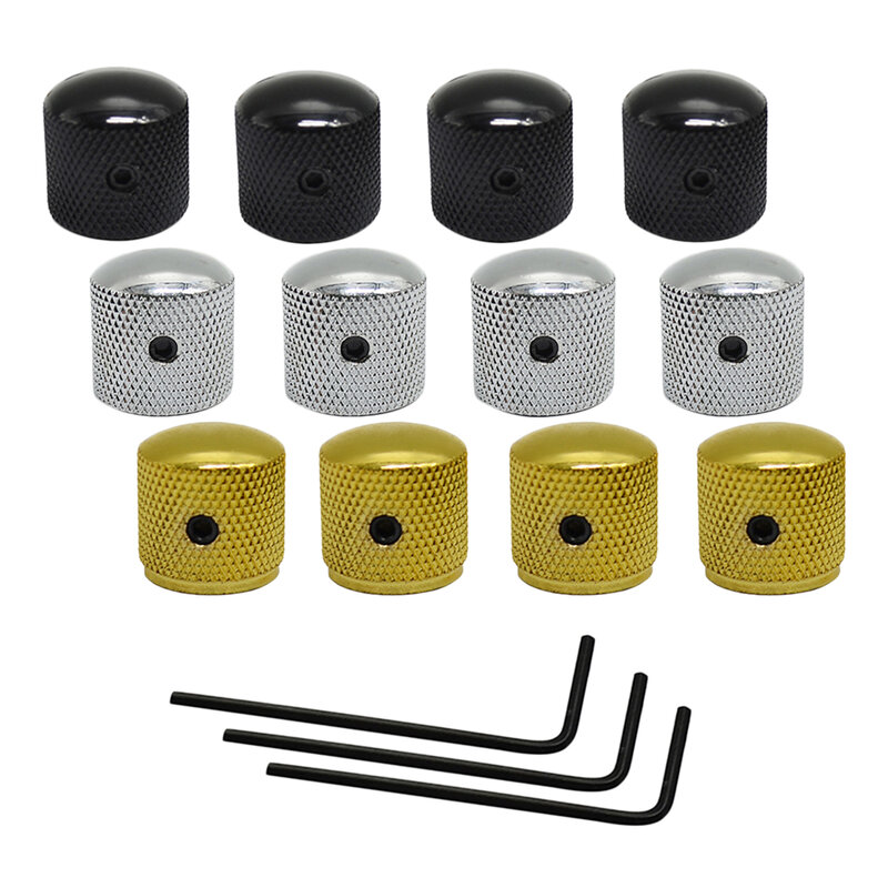 4Pcs Metalen Pot Tone Volumeknop Controle Knop Push Met Wrench Voor Gitaar Bas Parts