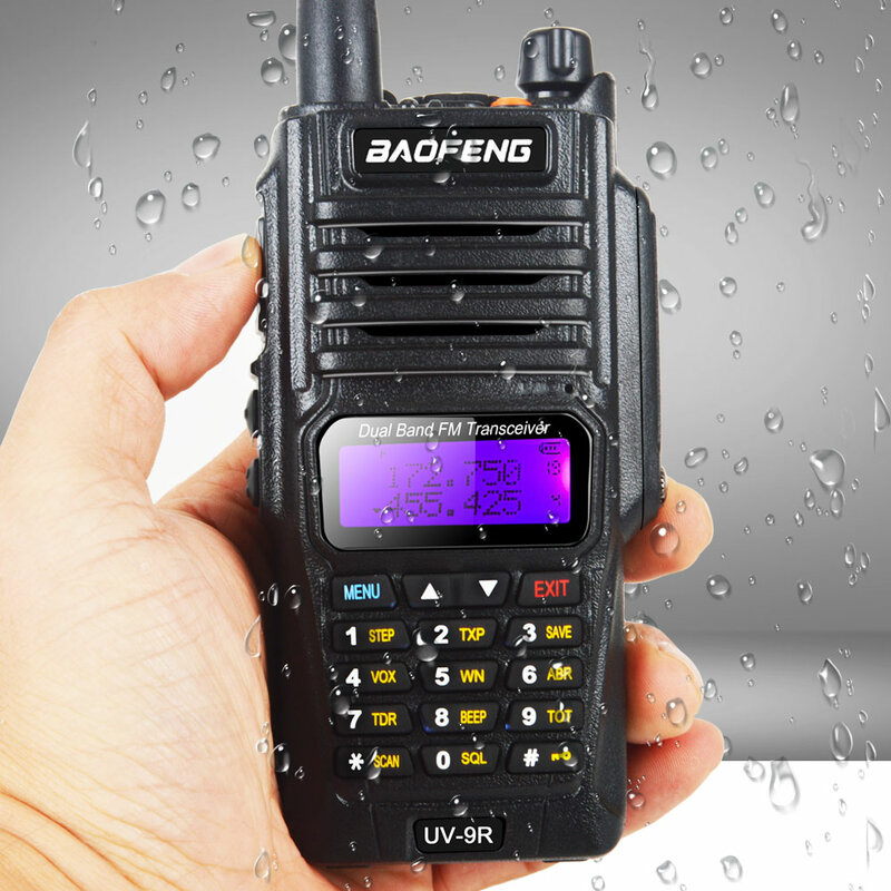 Baofeng-walkie-talkie impermeable de doble banda, radio comunicador uv 9r de 8W, 128 canales, UHF, VHF, 2 unidades, UV-9R