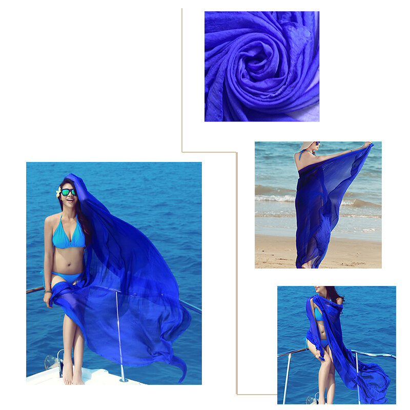 1PC nouveau Style maille Protection solaire châles décontracté plage serviettes femmes couleur unie plage serviettes femmes foulards été