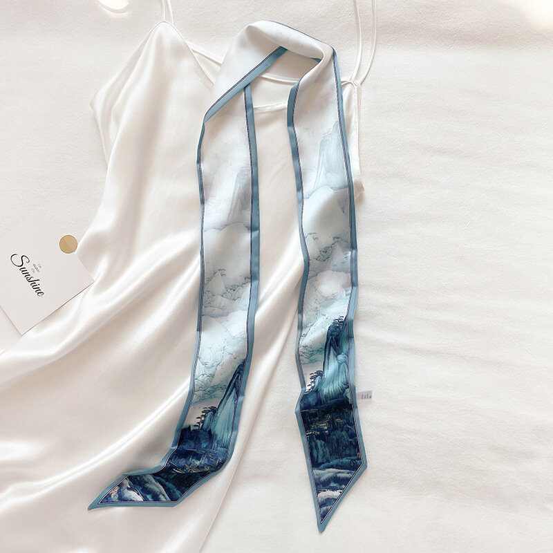 Primavera autunno stile coreano sciarpa di seta striscia sottile fazzoletto da collo decorativo sciarpe da donna sciarpe con cravatta a nastro fascia per capelli Bandana 2021