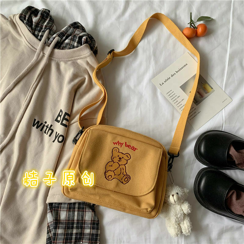 Bolso de hombro de lona de lujo para mujer, bandolera coreana con cremallera, bolso de diseñador, sencillo, bonito estampado