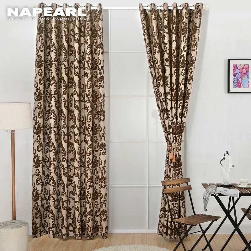 NAPEARL-cortina semiopaca 3D de estilo europeo para ventana, cortina moderna para sala de estar y cocina, 1 unidad