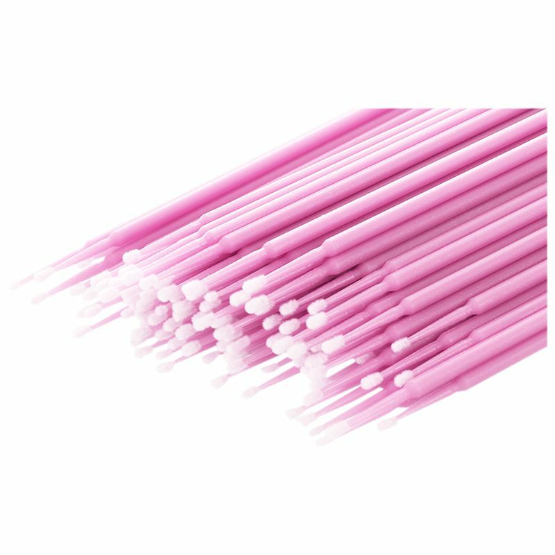 100 шт Одноразовые тампоны аппликатор Микро Кисти наращивание ресниц инструменты розовый