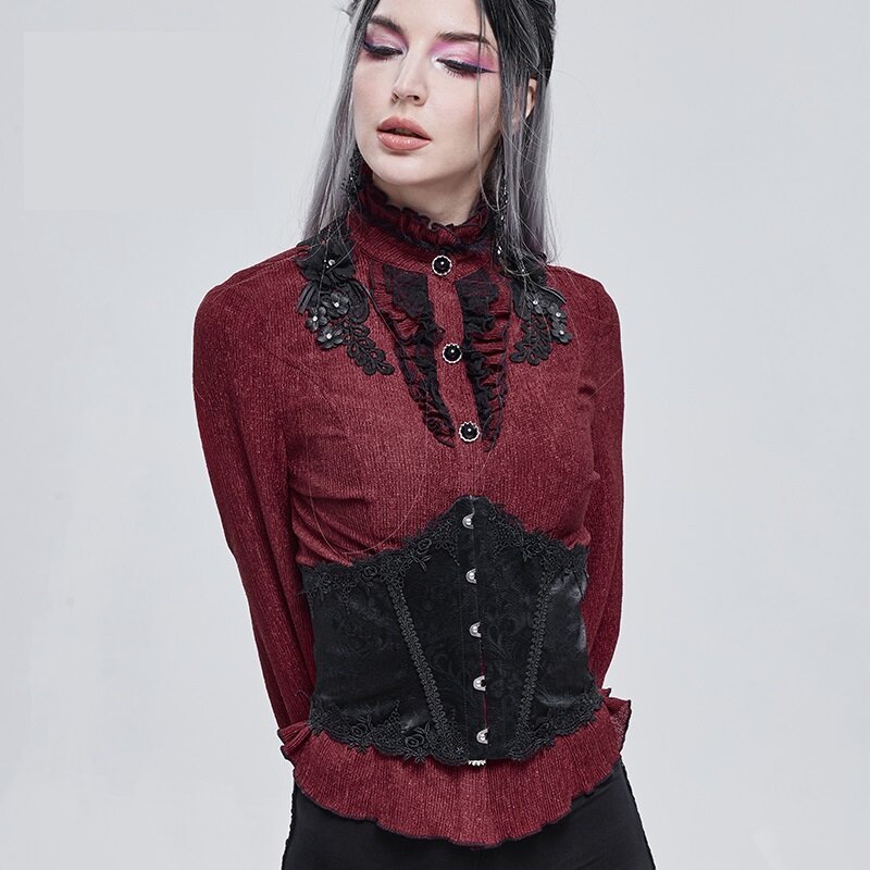 Goth شريط جديد نسخة واسعة من الخصر ختم تنوعا مرونة الخصر حزام عازل للنساء