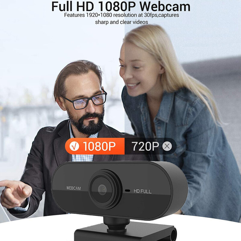Webcam HD 1080P Dual Mics integrati Smart Web Camera USB Pro Stream Camera per laptop Desktop PC Game Cam per OS windows 10/8