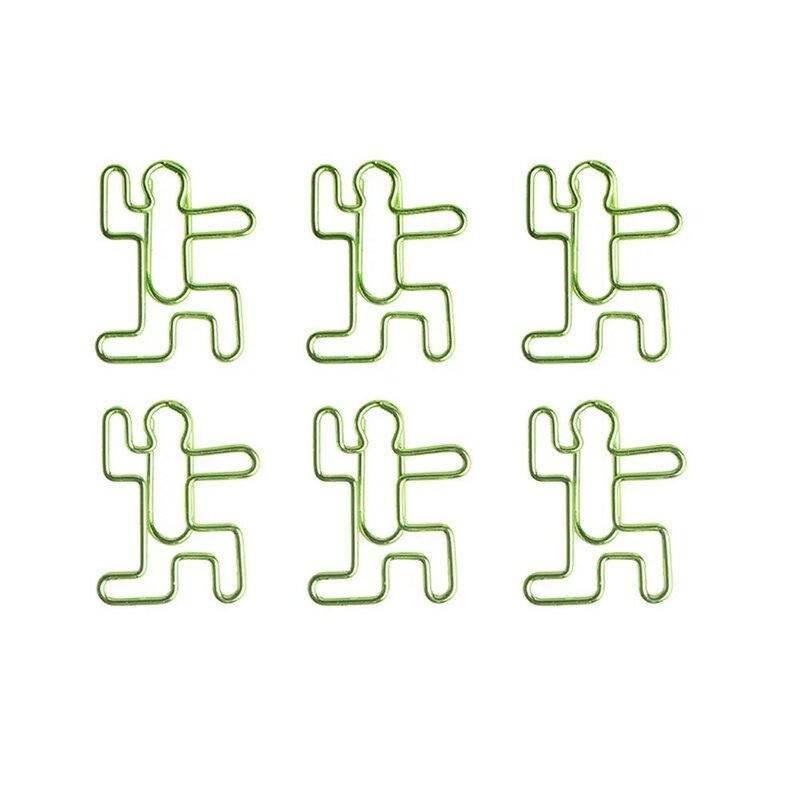 20pcs Cute Green Human Shape Paper Clips Escolar Bookmarks Photo Memo Ticket Clip Stationery School Supplies Gifts