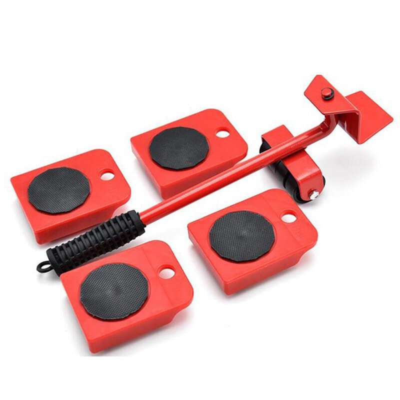 5 pièces ensemble d'outils de levage de transport de meubles professionnels trucs lourds outils à main mobiles ensemble dispositif de déplacement de barre de roue