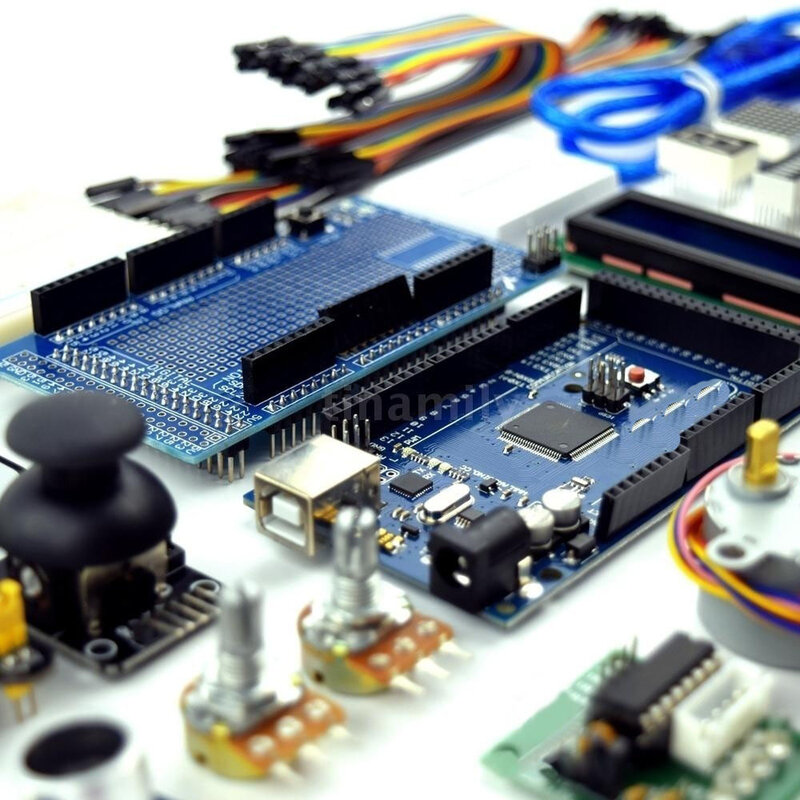 Kit iniciante completo para arduino, versão atualizada do jogo mega 2560 com sensor ultrassônico lcd1602 lic