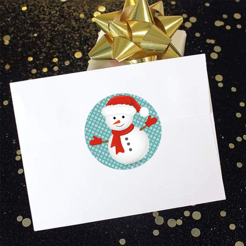 Bulat Selamat Natal Dekorasi Stiker Hadiah Seal Label Pohon Natal Salju Kaus Kaki Santa Hat 500 Pcs untuk Pesta