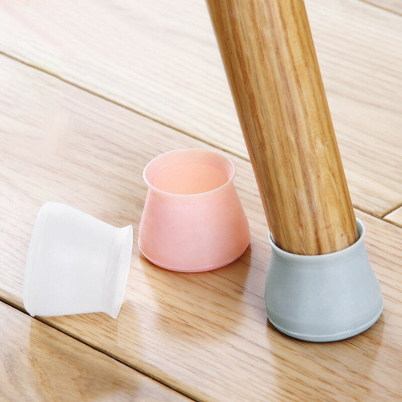 Round Silicone Chair Leg Caps Non-slip Table Foot Dust Cover Socks Floor Protector Pads Furniture Leveling Feet Anti-Noise