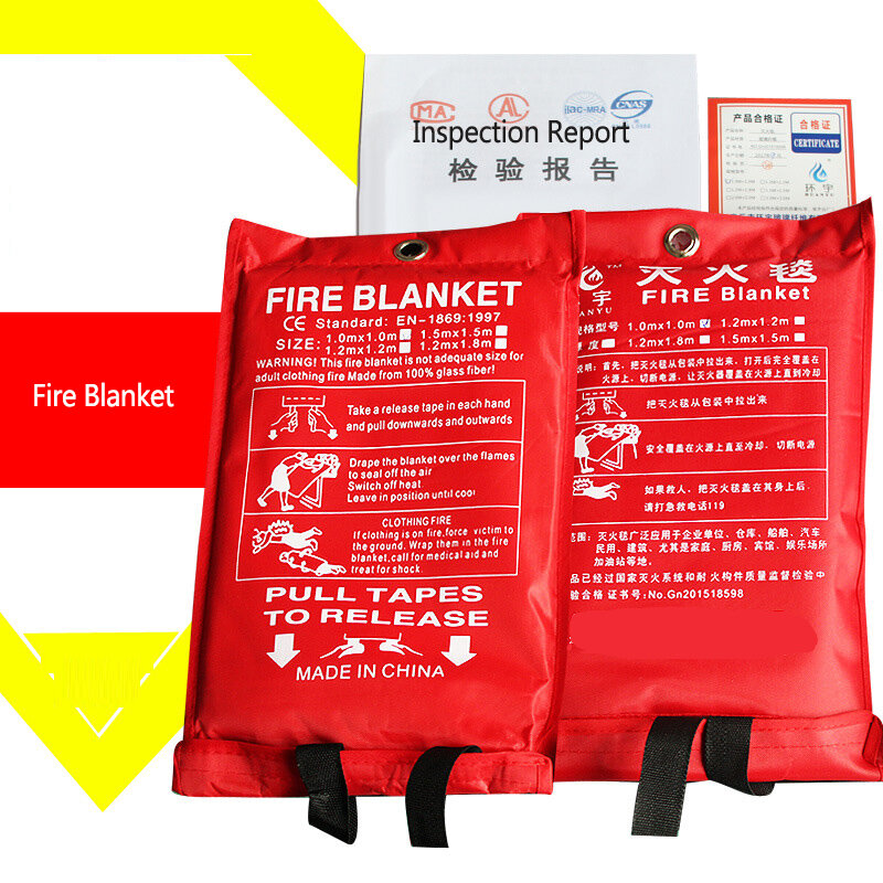 Para fogo cobertor de fibra de vidro fogo chama retardador emergência sobrevivência fogo abrigo cobertura de segurança fogo cobertura de emergência 1m x 1m