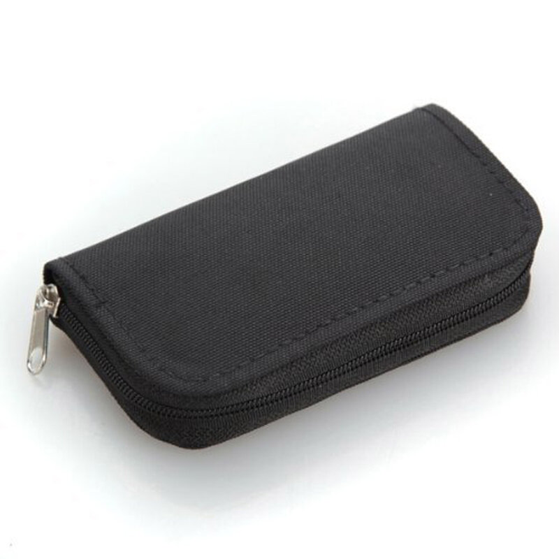 블랙 22 슬롯 메모리 카드 SD 카드 보관 파우치, 지갑 케이스 가방