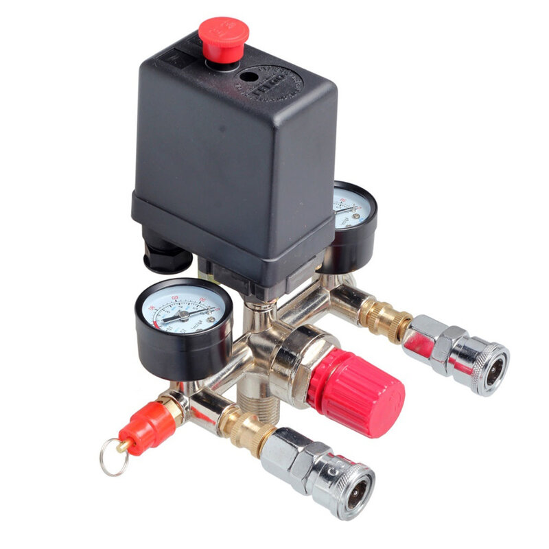 Interruptor de presión de 230V, Colector de válvula de aire, compresor de aire, regulador de Control de presión, medidor regulador con conector rápido