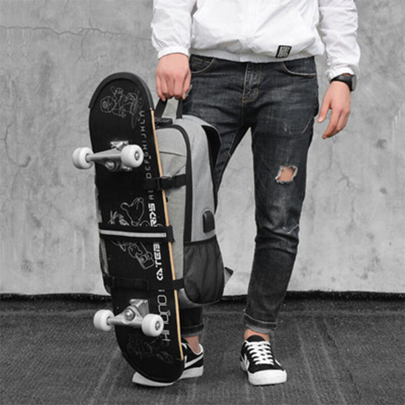 Tas Ransel Skateboard Baru Ringan dengan Port Pengisi Daya Usb Kunci Anti-maling untuk Pria dan Wanita Portabel untuk Laptop 15-17 Inci