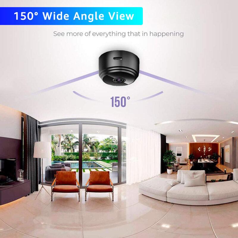 Mini caméra de surveillance vidéo HD 1080P, WiFi, sans fil, avec aimant, détection de mouvement, Vision nocturne, pour nounou