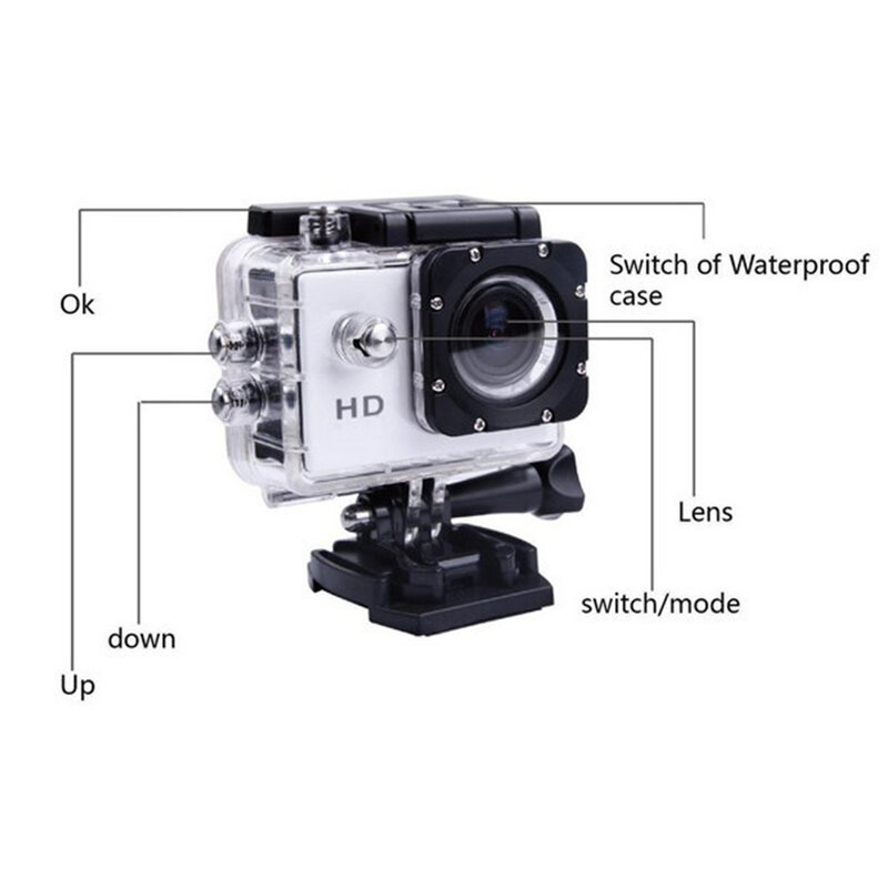 Aparat podwodny Sport kamera zewnętrzna wodoodporny ekran kamery Mini kamera kolor wodoodporny nadzór wideo