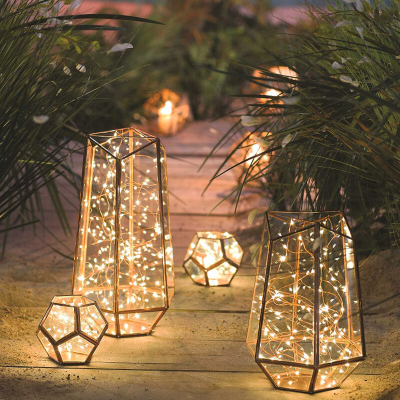 LED Fio de Cobre Luzes Cordas de Fadas 2M 3M Estrelado Colorido Contas Art DIY Garland Decor Para Home Wedding Ano Novo Árvore de Natal Jardim