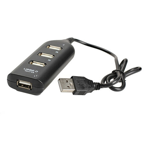4 Port Splitter USB 2.0 Ad Alta Velocità Nero Mini Presa Hub Adattatore per il Computer Portatile Del PC