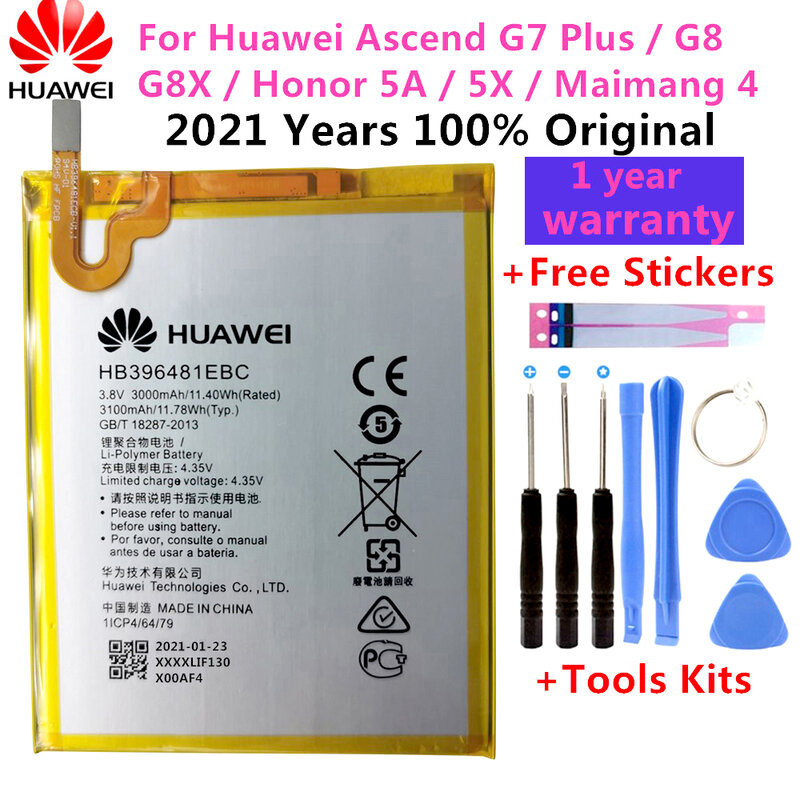 Оригинальный аккумулятор Huawei Honor P8 P9 P10 P20 5C 5X 6A 6C 7X 7C 8 S8 8X 8E 8C G9 9 9i 10 G10 Mate 8 9 10 Nova 2 2i 3i Lite Plus Pro