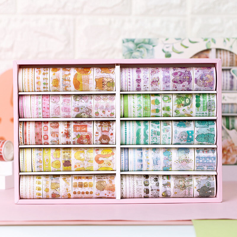 100ชิ้น/เซ็ตน่ารักสัตว์ Washi เทป Kawaii พืช Masking เทปตกแต่งเทปกาวสติกเกอร์ DIY เครื่องเขียน