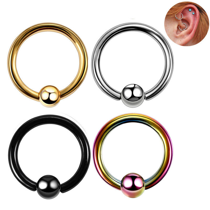 4PCS Stainless Steel Fake Nose Ring Hoop Septum Rings Clip Lip Ring Earring for Women Fake Piercing Body Jewelry Non-Pierced