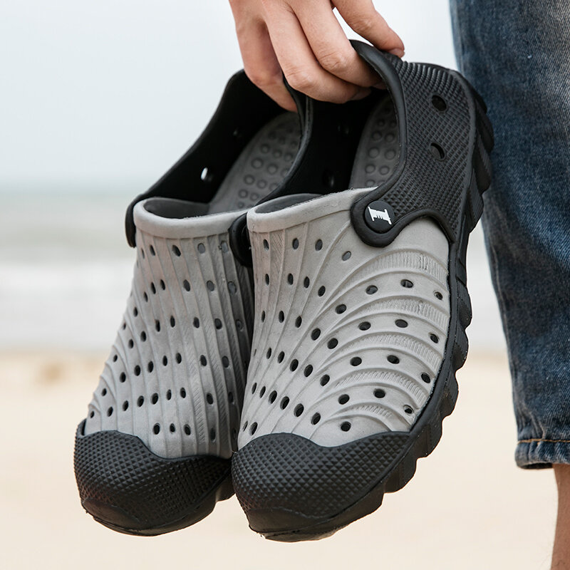 Clássico deslizamento no jardim tamanco sapatos homens de secagem rápida verão praia chinelo respirável sandálias ao ar livre plataforma sapatos de jardinagem