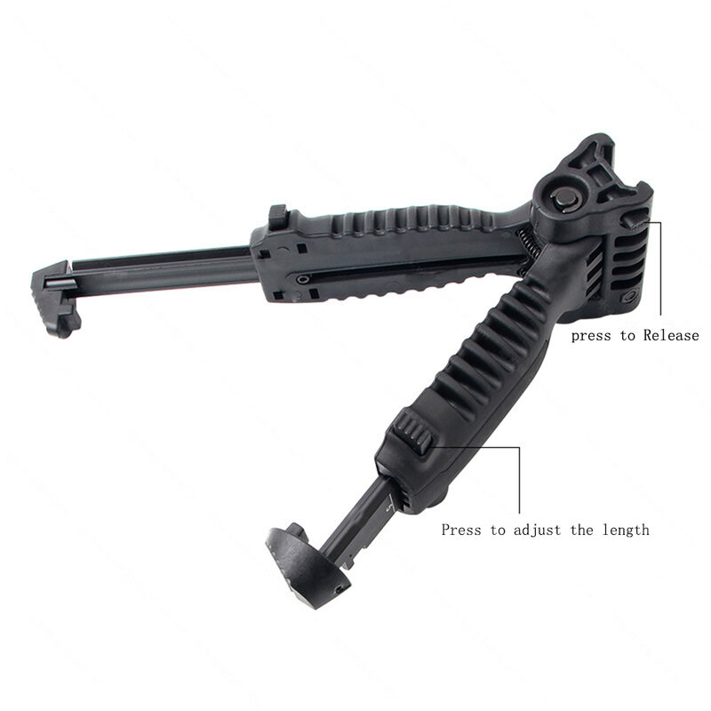 Nylon Tactical Bipod Adjustable Height Foregrip Gun Hand Grip Fits 20mm Picatinny Rail Retractable Stand，5 Sections Bipod