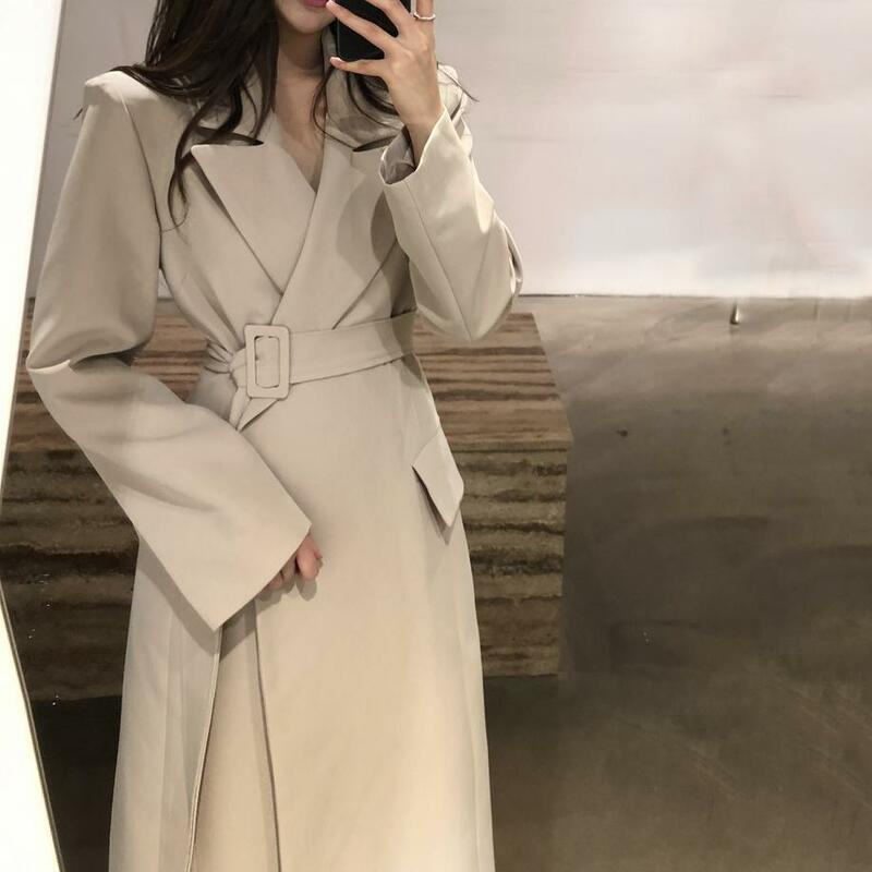 Modny nowy dorywczo francuski styl elegancki klapa talia zamknięcie płaszcz wierzchni