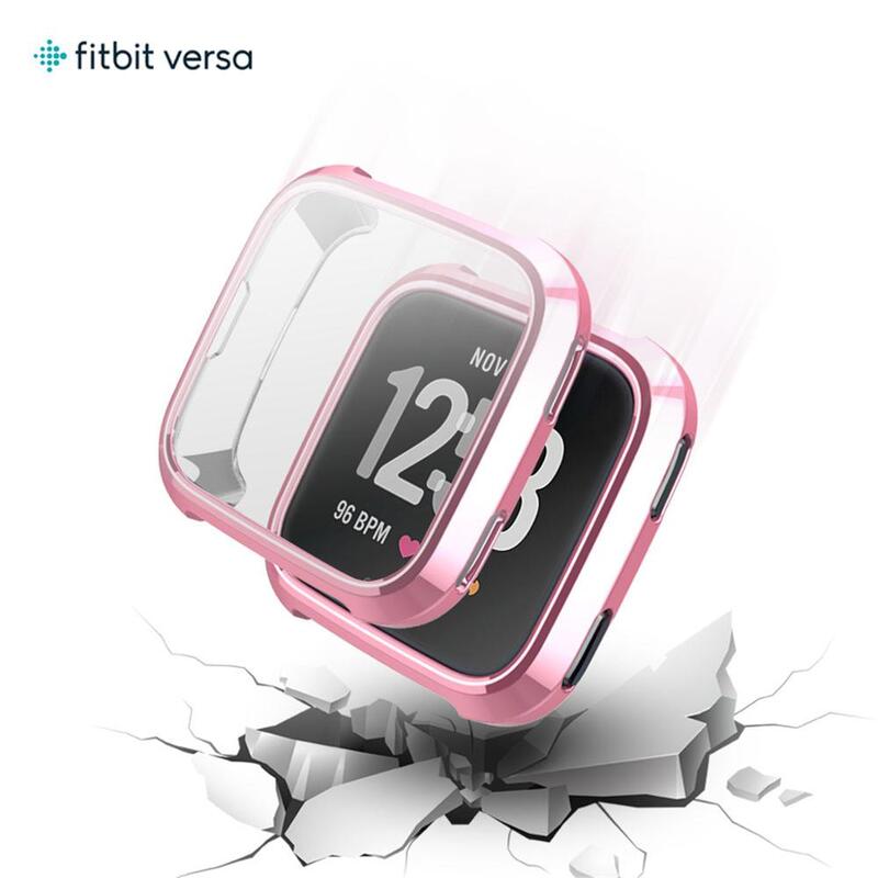 Plating+TPU Protection Silicone Case Cover For Fitbit Versa Full Screen Protector For Fitbit Versa Case 61014