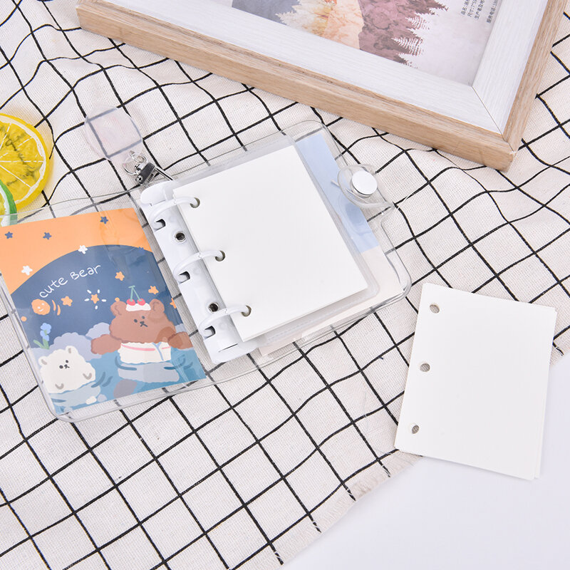 Mini Transparent Pvc Loose-leaf Notebook Cover Photo Frame Binder Diary Journal Planner School Stationery Supplie