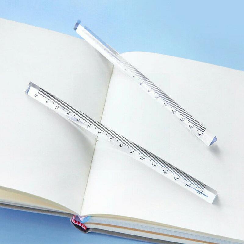 Regla recta transparente a escala de Metal, material de oficina para medición, herramienta Z2Z1, 1 ud.
