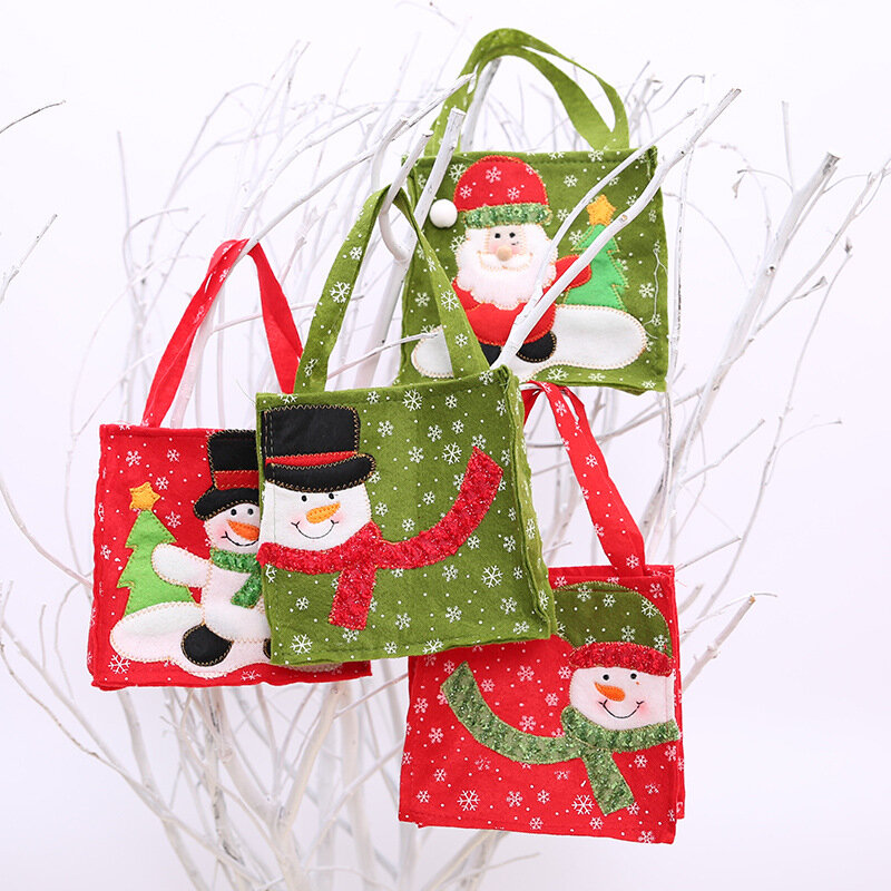 Świąteczne kwadratowe torby z grubej bawełny świąteczna torba do przechowywania prezentów prezent dekoracja bożonarodzeniowa torba