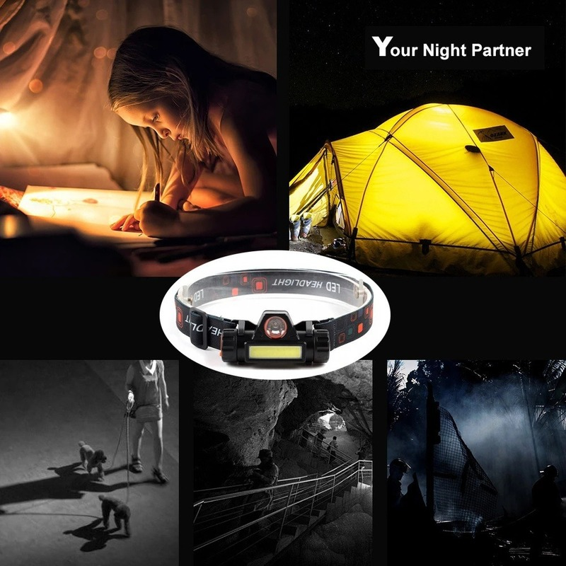 Powerful LED Headlamp Portable Outdoor Waterproof Rechargeable High Lumens  Battery Led Flashlight for Camping Fishing Hiking