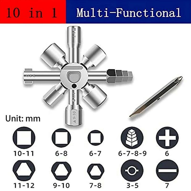 10 In 1 Multifunctional DIY Manual Socket Key Wrench Stable Stainless Steel Wire Spanner Hand Tools