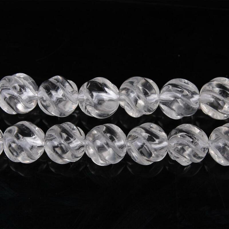 Pietra preziosa di cristallo bianco naturale onda 3D intagliato quarzo trasparente 6 8 10 12mm accessori perline rotonde per bracciale collana gioielli fai da te