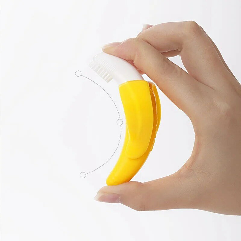 High quality baby teether toy fruit shape banana ring silicone chew dental care toothbrush care beads baby gift