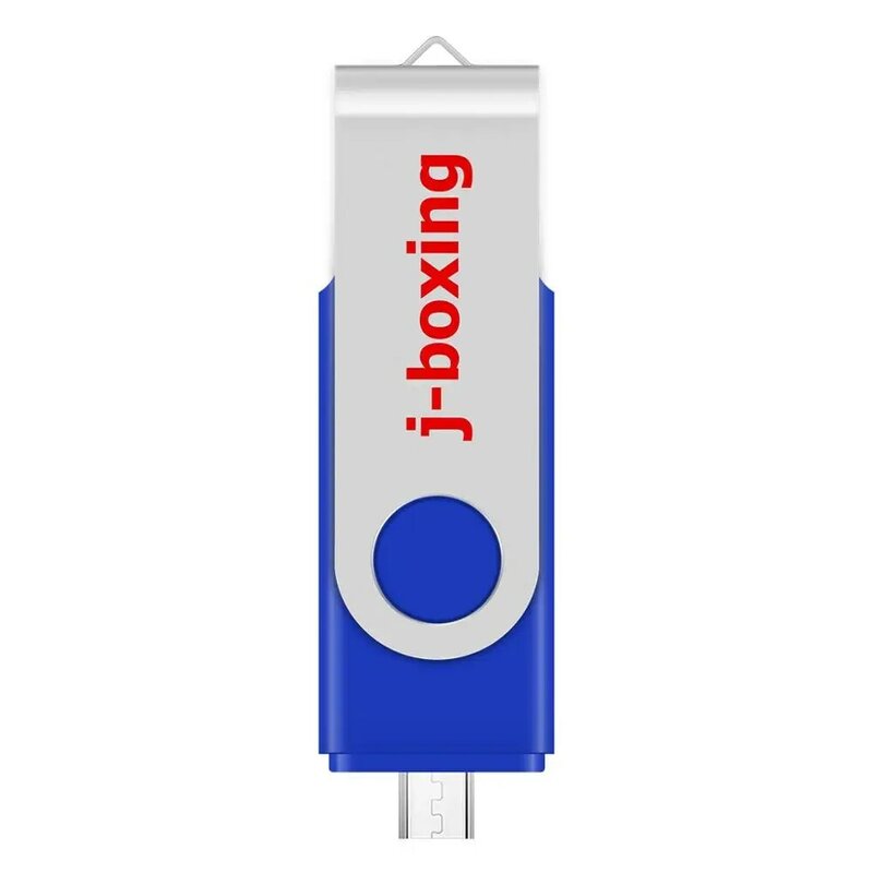 J-Boksen Otg Usb Flash Drive 64Gb 32Gb 16Gb Thumb Pen Drive Micro Usb Disk Pendrive metalen Swivel Voor Pc Android Smart Telefoon Blauw