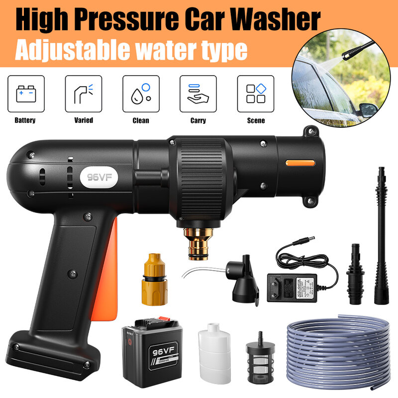 Hochdruck Wasser Pistole 30000mAh 24V Für Reinigung Hof Für Bewässerung Autos Verstellbare Düse Tragbare Auto Washer Waschen maschine