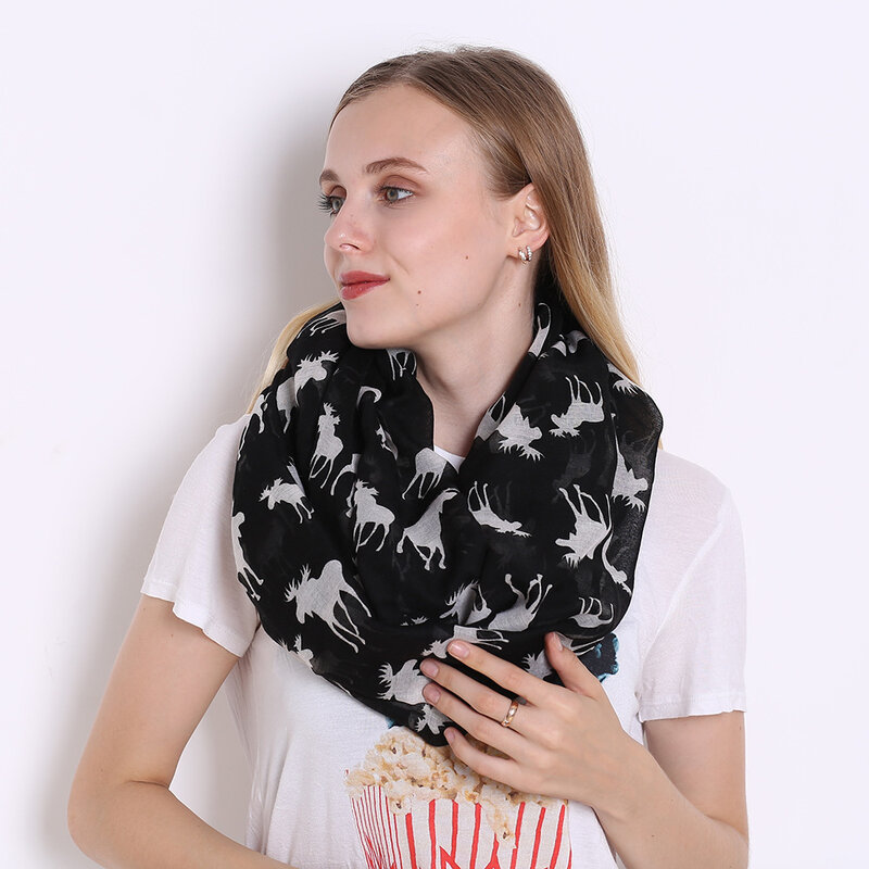 2020 New Women Winter Ring Scarf Christmas Voile Printed Circle Scarves Ladies Neck Warmer Snood Scarves Infinity Foulard